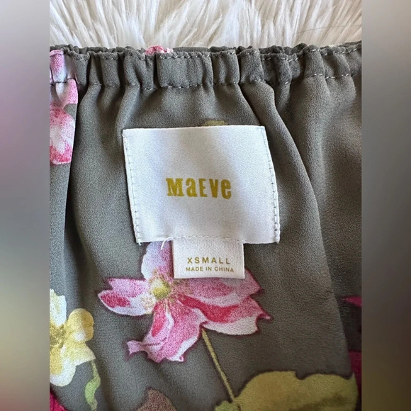 Anthropologie Maeve Vallita Off-The-Shoulder Floral Butterfly Ruffled Blouse XS - Picture 6 of 11